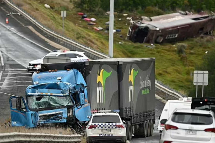 school bus crash tow truck